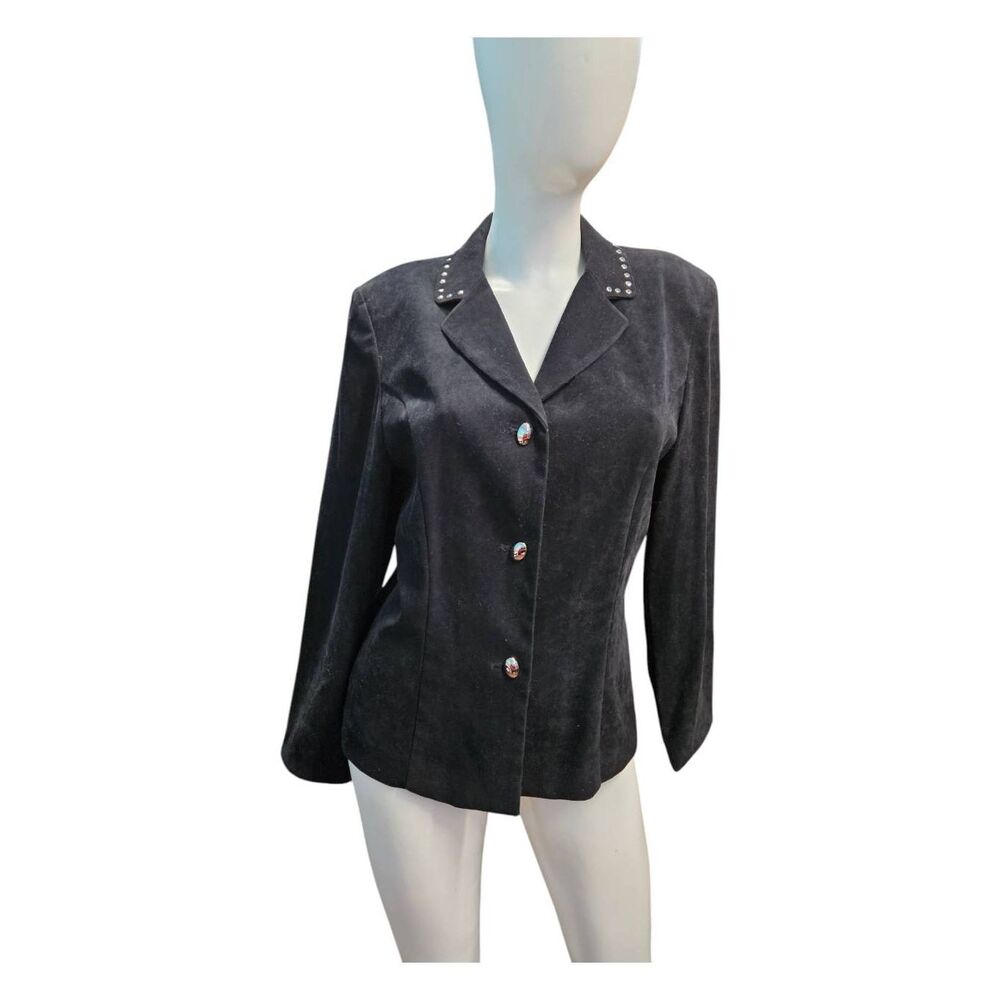 Amanda Smith Black Silver Studded Blazer Womens Size 8 - Picture 2 of 10